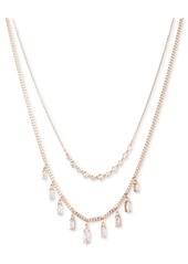 "Givenchy Gold-Tone Cubic Zirconia Layered Statement Necklace, 16"" + 3"" extender - White"