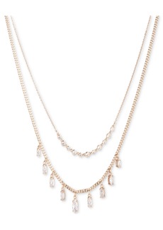 "Givenchy Gold-Tone Cubic Zirconia Layered Statement Necklace, 16"" + 3"" extender - White"