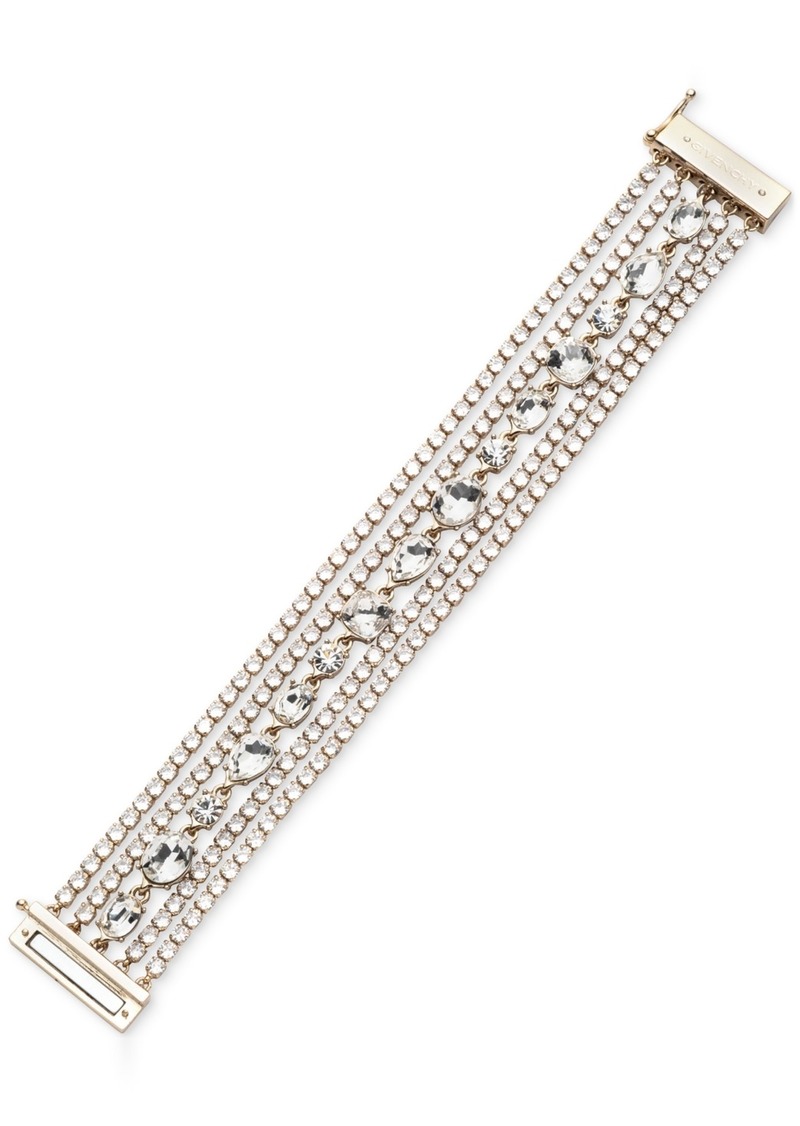 Givenchy Gold-Tone Mixed Crystal Multi-Row Flex Bracelet - White