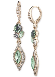 Givenchy Gold-Tone Pave & Color Crystal Double Drop Earrings - Lt/pas Grn