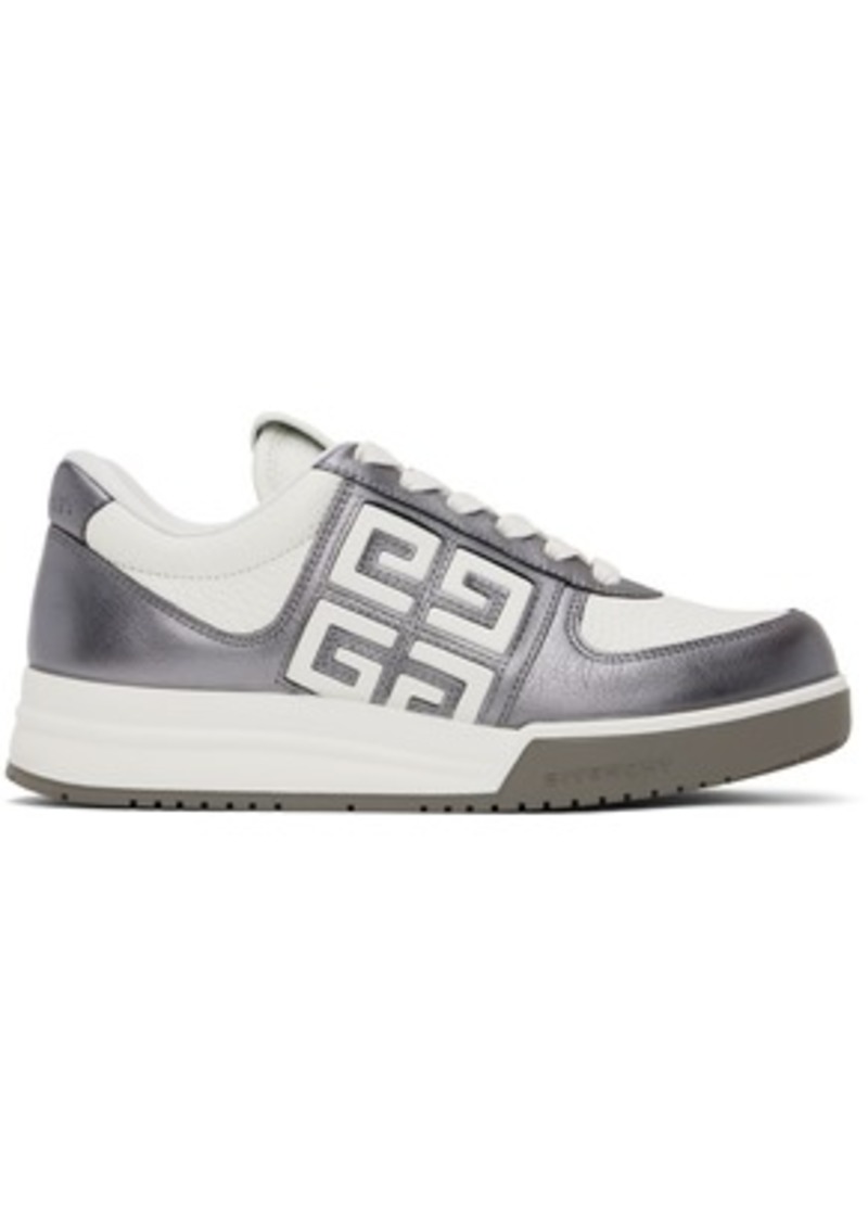 Givenchy Gunmetal & White G4 Laminated Leather Sneakers