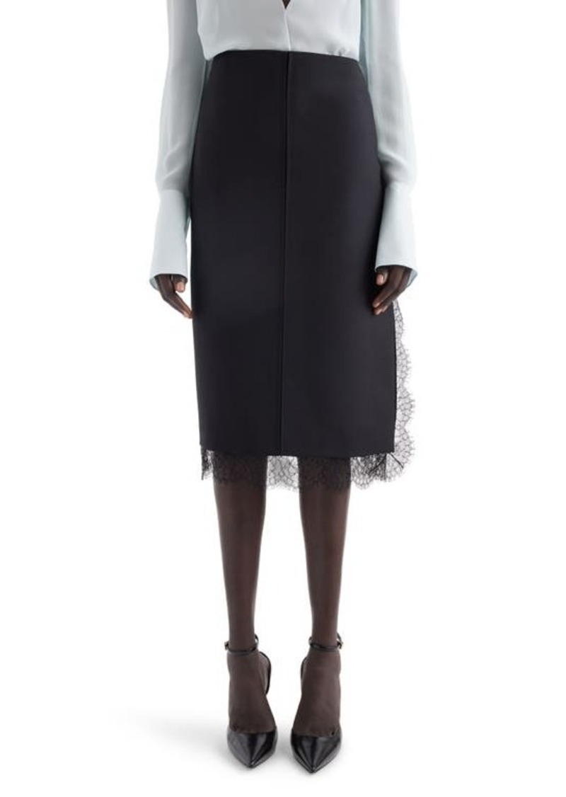 Givenchy Lace Trim Wool & Mohair Skirt