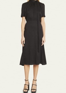 Givenchy Lavaliere 4G Print Midi Dress with Self-Tie Collar