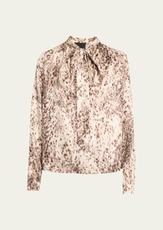 Givenchy Lavaliere Printed Scarf-Neck Silk Blouse