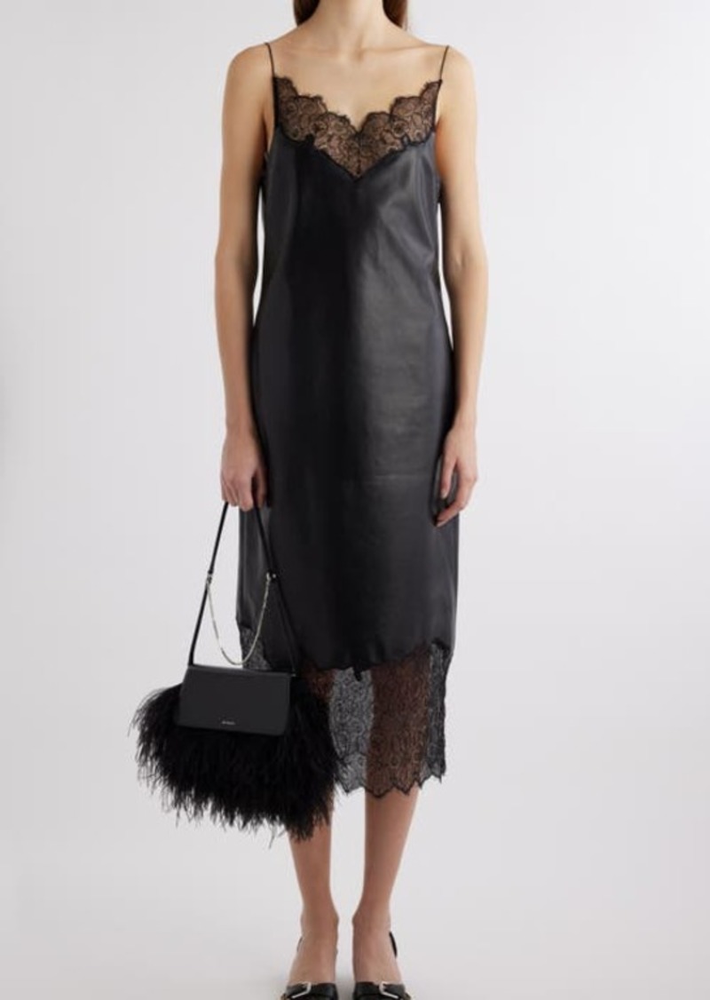 Givenchy Leather & Lace Midi Slipdress