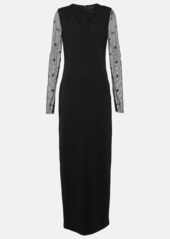 Givenchy Logo embroidered mesh and jersey maxi dress