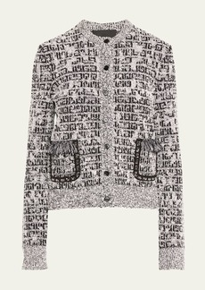 Givenchy Logo-Print Tweed-Knit Short Jacket