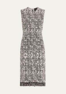 Givenchy Logo-Print Tweed Midi Dress with Corset Seam Detail