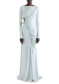 Givenchy Long Sleeve Draped Jersey Evening Gown