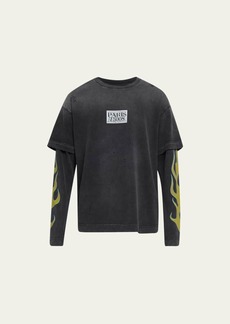 Givenchy Men's Faded Double-Layer Flame T-Shirt