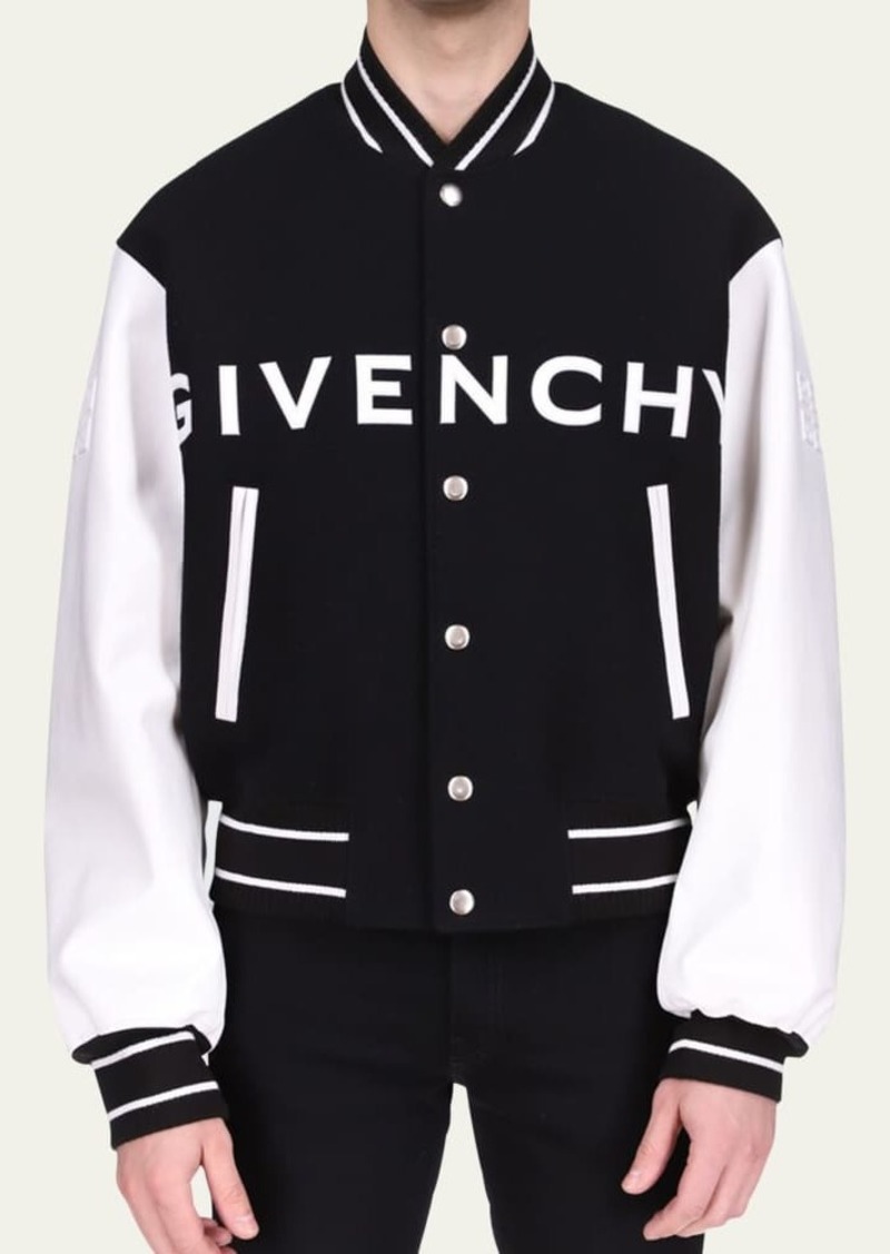 Givenchy Men's Wool-Leather Logo Varsity Jacket