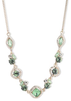 "Givenchy Mixed Crystal Statement Necklace, 16"" + 3"" extender - Lt/pas Grn"