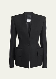 Givenchy One-Button Cinched Waist Wool Blazer