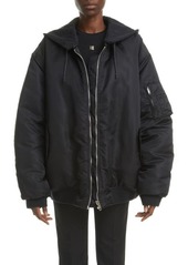 Givenchy Oversize Mixed Media Hooded Bomber Jacket