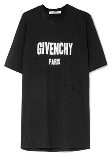 Givenchy Oversized Distressed Printed Cotton-jersey T-shirt