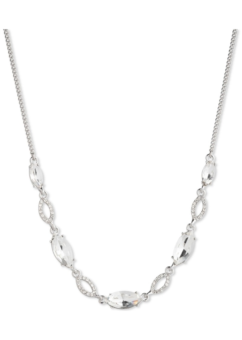 "Givenchy Pave & Crystal Statement Necklace, 16"" + 3"" extender - Silver"