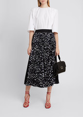 Givenchy Pleated Geo-Print Midi Skirt with Givenchy Waistband