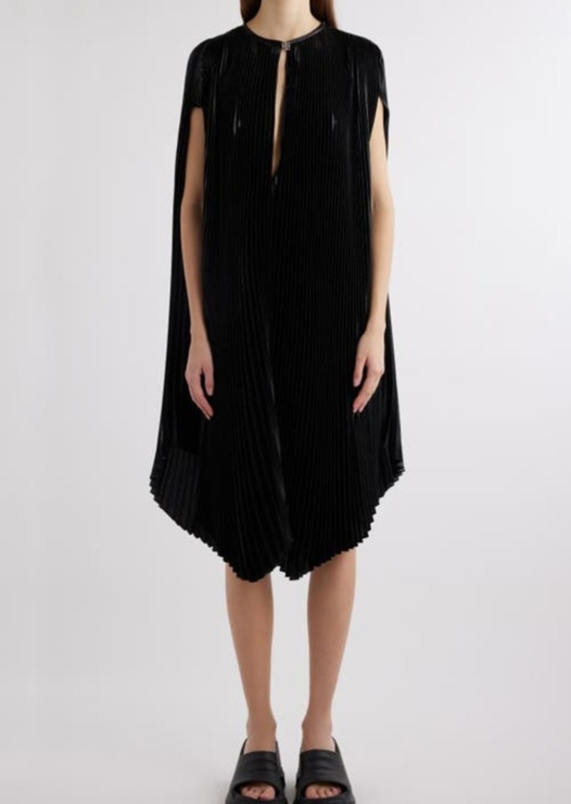 Givenchy Pleated Silk Blend Twill Cape Dress