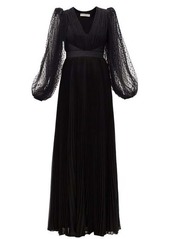 Givenchy Plumetis-tulle balloon-sleeve plissé silk gown
