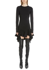 Givenchy Punto Milano Long Sleeve Handkerchief Hem Minidress