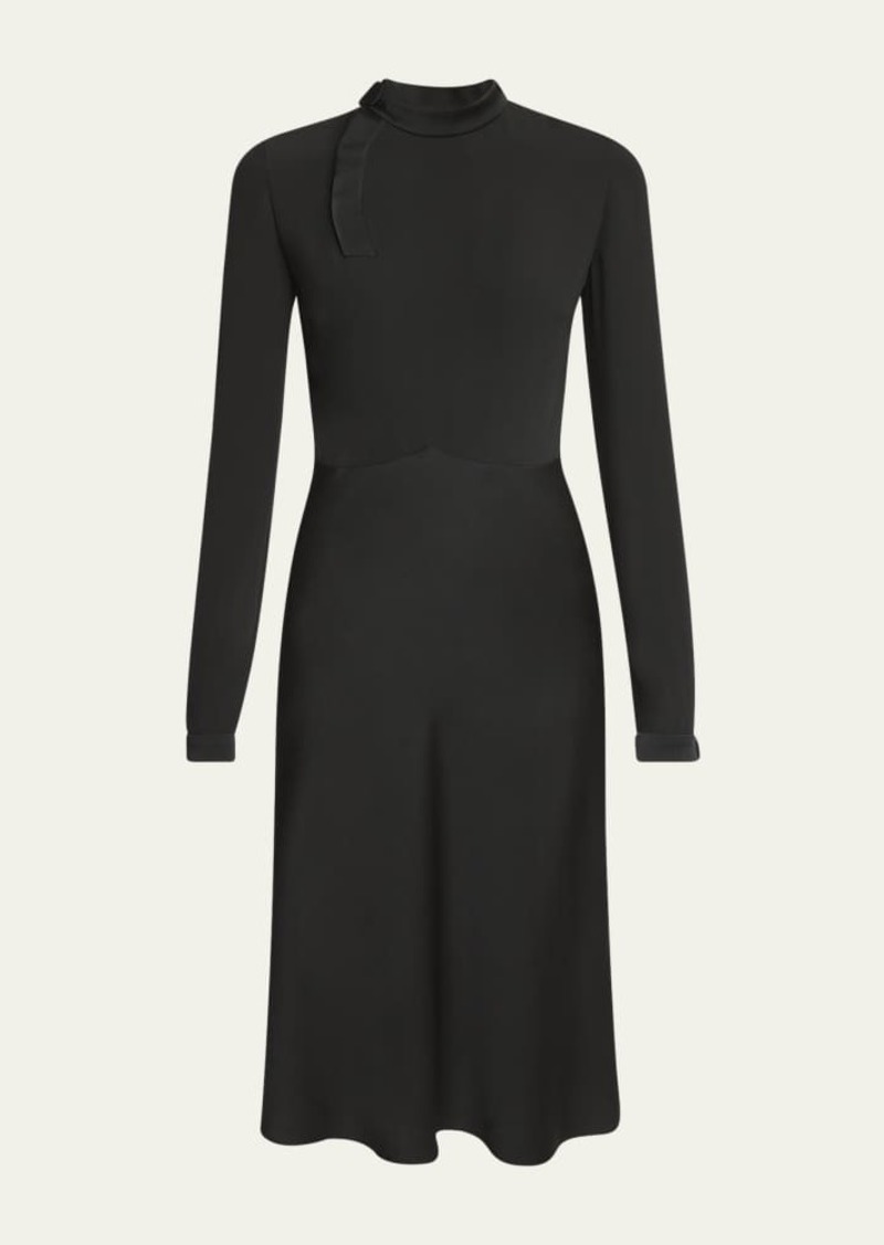 Givenchy Scarf Long-Sleeve Satin Midi Dress