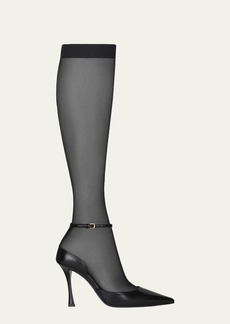 Givenchy Show Knee Stocking Ankle-Strap Pumps