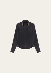Givenchy Silk Button Down Blouse with Pearl Collar