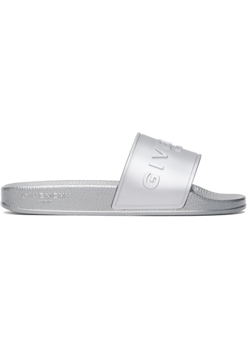 Givenchy Silver Slide Flat Sandals