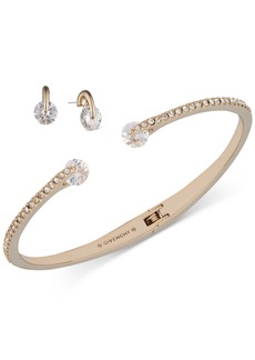 Givenchy 2-Pc. Set Color Floating Stone & Crystal Cuff Bangle Bracelet & Matching Stud Earrings - Gold