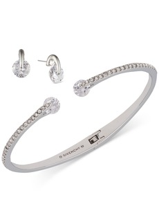 Givenchy 2-Pc. Set Color Floating Stone & Crystal Cuff Bangle Bracelet & Matching Stud Earrings - Silver