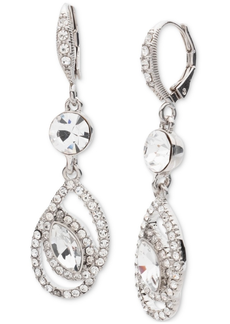 Givenchy Silver-Tone Crystal Pave Pear Drop Earrings - White