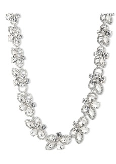 "Givenchy Silver-Tone Crystal Petal All-Around Collar Necklace, 16"" + 3"" extender - White"