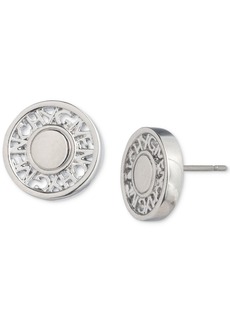 Givenchy Silver-Tone Logo Embossed Coin Stud Earrings - Silver