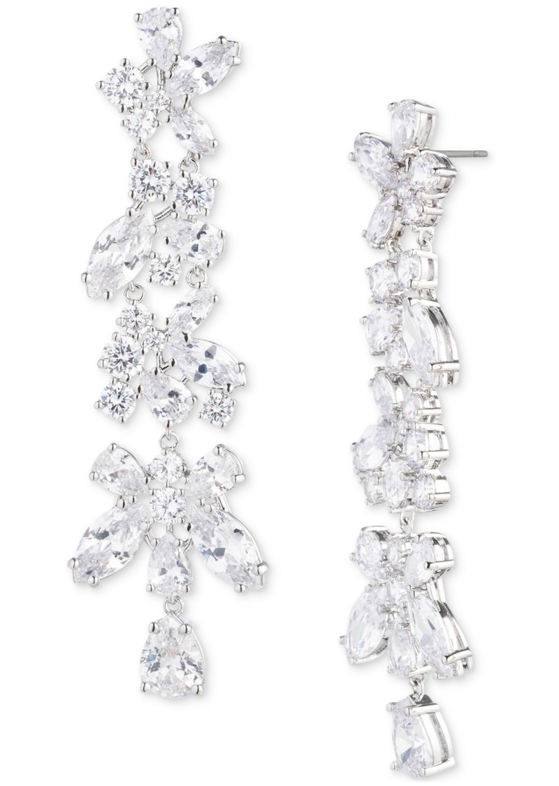 Givenchy Silver-Tone Mixed Cut Cubic Zirconia Linear Drop Earrings - Crystal Wh