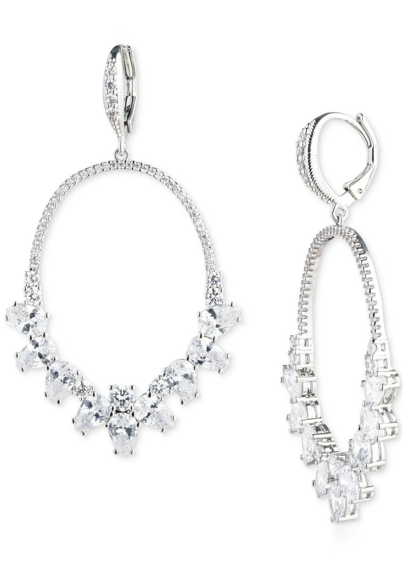 Givenchy Silver-Tone Mixed Cut Cubic Zirconia Open Drop Earrings - Crystal Wh