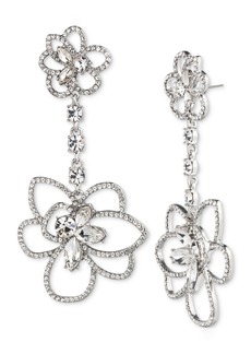 Givenchy Silver-Tone Pave & Crystal Flower Statement Earrings - Crystal Wh