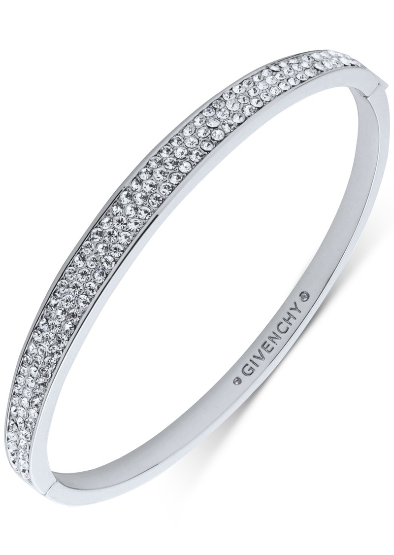 Givenchy Silver-Tone Pave Sprinkle Bangle Bracelet - Crystal Wh