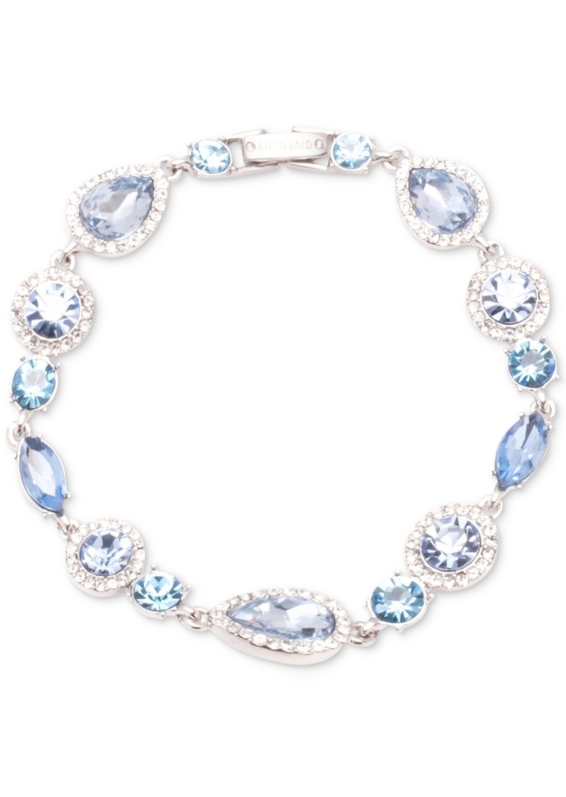 Givenchy Silver-Tone Teardrop Round Crystal Flex Bracelet - Navy