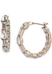"Givenchy Small Baguette & Pear-Shape Crystal Hoop Earrings, 0.78"" - Gold"