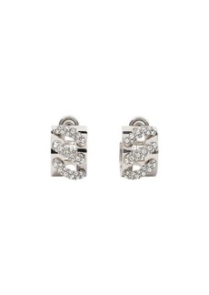 GIVENCHY  STITCH CRYSTAL SILVERY HOOP EARRINGS JEWELLERY