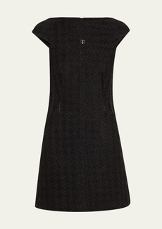 Givenchy Tweed Houndstooth Cap-Sleeve Mini Dress