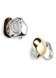 Givenchy Two-Tone Flower Crystal Clip-On Earrings