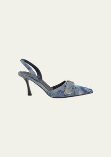 Givenchy Voyou Denim Buckle Slingback Pumps