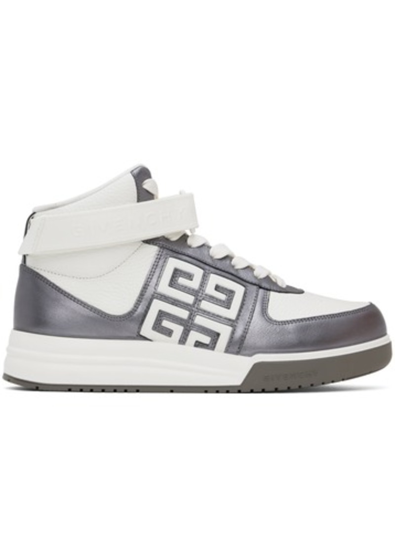 Givenchy White & Silver G4 High Top Sneakers