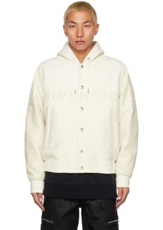 Givenchy White Hooded Varsity Bomber Jacket