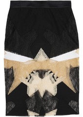 Givenchy Woman Lace-paneled Satin Skirt Multicolor