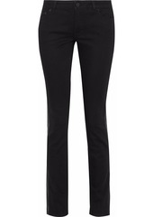 Givenchy Woman Leather-appliquéd Low-rise Skinny Jeans Black
