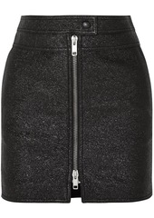 Givenchy Woman Metallic Textured-leather Mini Skirt Black