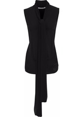 Givenchy Woman Tie-neck Paneled Pleated Crepe De Chine Top Black