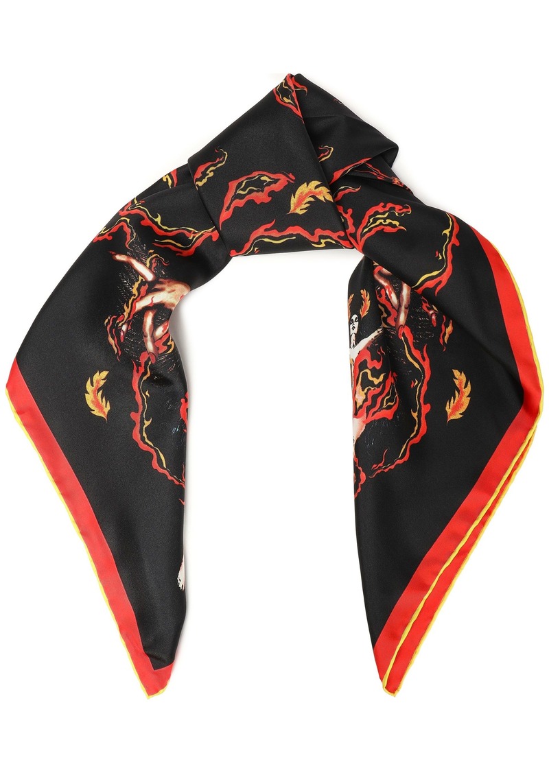 Givenchy Woman Printed Silk-twill Scarf Black